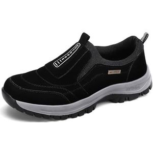 Modieuze Wandelschoenen Heren Casual Instappers Waterdicht Antislip Lichtgewicht Orthopedische Loafers Lage Bootschoenen Ademend Buiten Kamperen Klimmen Wandelen Hardlopen (Color : Black, Size : 44