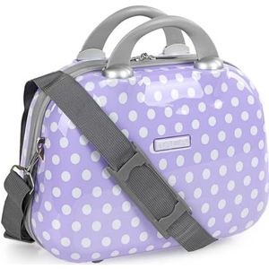 ITACA - Schoonheidskoffer voor stijve kinderen. Bedrukt polycarbonaat. Extra verstelbare schouderriem. Rits dicht. Extra band om het aan de trolley aan te passen., Mauve