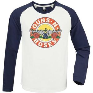 Amplified Vintage T-shirt Bullet Guns N Roses Vintage voor Volwassenen, Unisex, wit, marineblauw, M