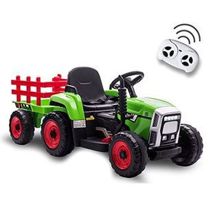 Teorema Giocattoli Teorema 66692 Elektrische tractor, 12 V, voor kinderen, met licht, geluiden, aanhanger, MP3-speler, AUX-ingang, USB en draadloze besturing