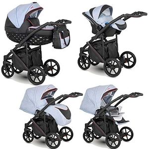 Lux4Kids Kinderwagen 2in1 3in1 Isofix Buggy Autositz 6 Farben Gratis Zubehör Gio 3in1 with baby seat Black Blue MG-9