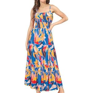 Floriesta - Maxi-jurk met bloemencami, Blinky Charm-jurk, maxi-jurk Bloemen 3/4-jurken met lange mouwen en zakken voor dames (XL,G)