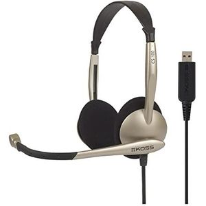 Koss CS100 USB-hoofdtelefoon, binaural, hoofdband, zwart, zilver, audio-hoofdtelefoon (PC/games, binaural, hoofdband, zwart, zilver, met kabel, 2,4 m)