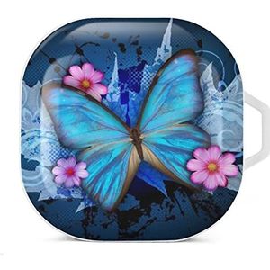 Mode vlinder bedrukte oordopjes hoesje compatibel met Samsung harde shell beschermhoes witte stijl