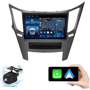 Android 14.0 2 Din Autoradio 9"" Touchscreen Auto Stereo voor Subaru Legacy Qutback 2009-2014 met Draadloze Carplay Android Auto GPS navigatie AHD Omgekeerd beeld Stuurwielbediening(P1(1G+32G))