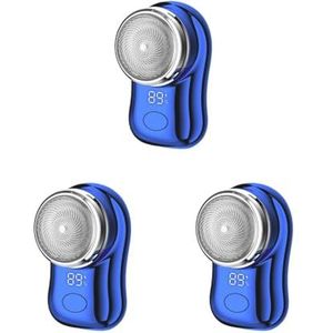 3 Set Elektrische Mini Scheerapparaat voor Mannen Draagbare Elektrische Scheermes voor Thuis Outdoor Reizen Blauw