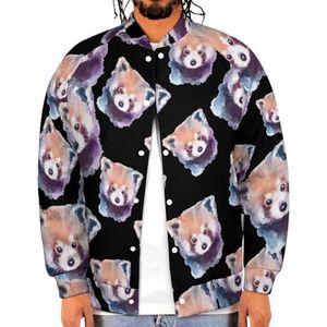 Aquarel Leuke Rode Panda Grappige Mannen Baseball Jacket Gedrukt Jas Zacht Sweatshirt Voor Lente Herfst