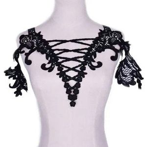 Zwart borduurwerk kant hals kraag versiering naaien stoffen versieringen kant stof jurk leveringen scrapbooking-17-1Piece