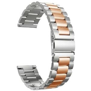 Roestvrij Stalen Bandjes fit for Garmin Forerunner 55 245 645M Smart Horloge Band Metalen Armband Riemen fit for aanpak S40 S12 S42 Correa (Color : Style 1 Silve Rose, Size : For Approach S42)