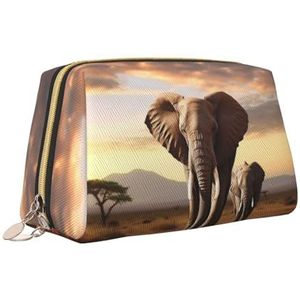 VTCTOASY Wandelen olifant print make-up tas draagbare veelzijdige toilettas grote capaciteit cosmetische tas voor vrouwen, wit, één maat, Wit, Eén maat