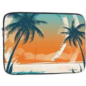 Tropische strand vectorillustratie Laptop Sleeve Bag voor vrouwen, Shockproof Beschermende Laptop Case 10-17 inch, Lichtgewicht Computer Cover Bag, ipad case