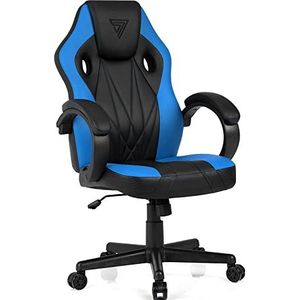 SENSE7 Gaming Prism Bureaustoel, gamer, ergonomische stoel, armleuning, eendelig stalen frame, instelbare hellingshoek zwart-blauw, 119x62x61