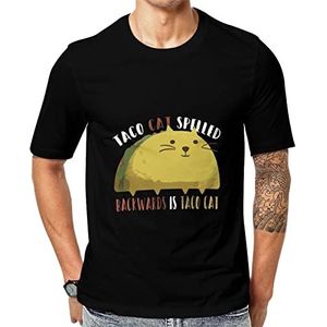 Backwards Is Taco Cat T-shirt met korte mouwen voor heren met ronde hals print casual T-shirt 6XL