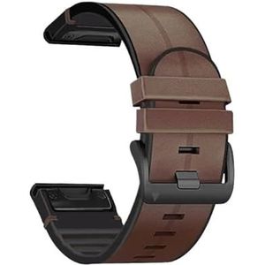 22mm 26mm QuickFit Armband Strap fit for Garmin Fenix ​​6X 6 Pro 7X 7 5 5X Plus 935 945 965 Mk2i Mk2 Lederen Siliconen Smart Horlogeband (Color : Coffee, Size : 26mm Fenix5X 5X Plus)