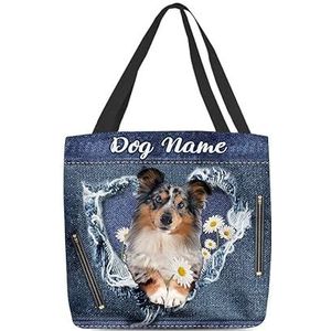 177 Handtas voor dames, gepersonaliseerde Sheltie hond hobo tassen, waterdichte boodschappentas, lichtgewicht schooltas voor strandvakantie, winkelen, sportschool, 15 x 50 x 40 cm, Draagtas1885,