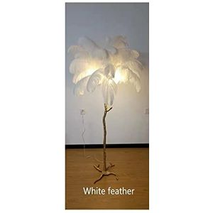 Veren vloerlamp Nordic Luxe Struisvogelveren LED Vloerlamp Goud Hars Hoek Licht Art Deco Vloerlampen for Woonkamer Staande Binnenverlichting(Color:D110*H170cm,Size:White feather)