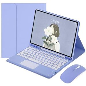 Toetsenbordhoes voor iPad Air 13'' (M2) 2024/Pro 12.9'' (3e, 4e, 5e, 6e Generatie), Magnetisch Afneembaar Draadloos Toetsenbord met Bluetooth Muis,Purper