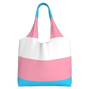 BEEOFICEPENG Schoudertas, Grote Canvas Tote Bag Tote Purse Casual Handtas Herbruikbare Boodschappentassen, Transgender Pride Vlag, zoals afgebeeld, Eén maat