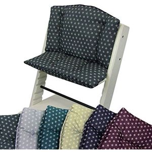 BambiniWelt Zitkussenset voor Stokke Tripp Trapp kinderstoel, 2-delig zitkussen, bekleding, reservekussen, sterren (donkergrijs)