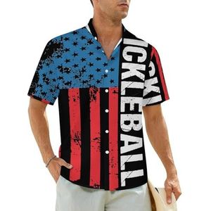 The American Flag Pickleball herenoverhemden korte mouwen strandshirt Hawaiiaans shirt casual zomer T-shirt M