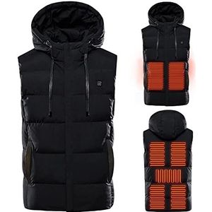 Shuanghao Elektrisch verwarmd bodywarmer vest voor dames en heren - verwarming met capuchon vest jassen mannen/vrouwen dames USB-aansluiting 5V opladen/powerbank, 7 warmtekussen, 3 temperatuur