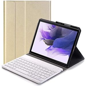 YHFZR Toetsenbordhoes voor Samsung Galaxy Tab S7 FE - (QWERTY-Indeling) Ultradunne Flip met Verwijderbare Draadloze Toetsenbordstandaard Case voor Samsung Galaxy Tab S7 FE T730/T736B 12.4"", Goud