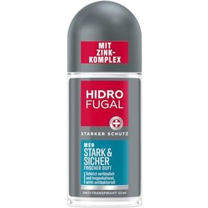 Hidrofugal Men Roll-on Roll-on (50 ml), deodorant roll-on met sterke anti-transpirant bescherming en frisse geur, langdurige deodorant voor mannen zonder ethylalcohol met zinkcomplex