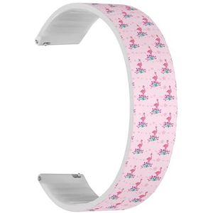 RYANUKA Solo Loop band compatibel met Ticwatch GTH 2 / Pro 3 / Pro 2020 / Pro S/GTX, 22 mm (roze flamingo's 3), snelsluiting, 22 mm elastisch siliconen bandje, accessoire, Siliconen, Geen edelsteen