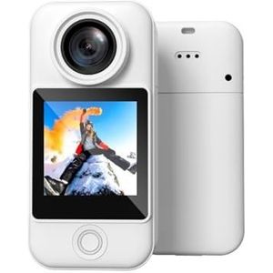 Actiecamera, C300 Pocket Action Camera 4K met lange batterijduur Video 30M waterdichte camera Sport Action Cam,voor fietsen, motorfietsen(White)