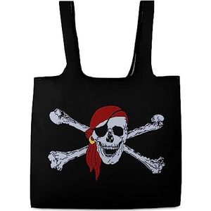 Jolly Roger piraat schedel herbruikbare boodschappentas opvouwbare boodschappentas opslag draagtas tassen met handgrepen voor werk reizen
