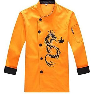YWUANNMGAZ Unisex chef-kok jas jas lichtgewicht heren en dames zomer hotel ober keuken uniform single-breasted (kleur: geel, maat: B(L))