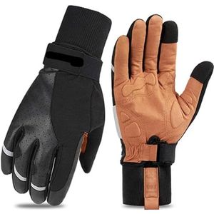 Sporthandschoenen Handschoen Dikker Verlengen Warme Fietsuitrusting Buiten Skiën Fiets Motorhandschoenen Mountainbike (Color : Brown, Size : XL)
