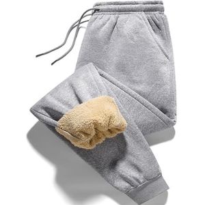 Heren casual fleece jogger joggingbroek heren winter warme pluche broek(Gray1,4XL)