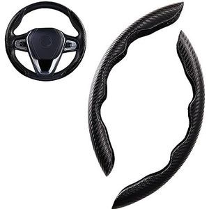 2 Stuks Auto Stuurhoes Voor Opel Astra (K) 2015-2020,Anti-Slip Koolstofvezel Gesegmenteerde Auto Steering Cover Auto Accessoires,A-Black