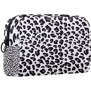 Cosmetische tas voor dames,kleine make-uptas voor portemonnee,zwarte en grijze luipaardprint,Cosmetische reistas,make-uptasje
