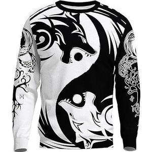 Viking Hoodies Sweatshirt Voor Mannen Nordic Wolf Pullover Hoodies Viking Tattoo Patroon Nieuwigheid Mens Grafische Hoodies Vintage Sweatshirt Jas (Color : Sweatshirt, Size : XXL)