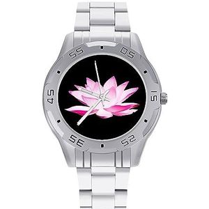 Lotus Flower Herenhorloge, modieus sporthorloge, zakelijke horloges met roestvrijstalen armband, Stijl, regular