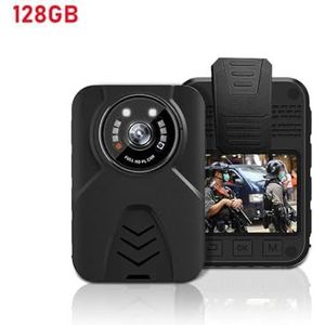 Draagbare DV-camera YSW-Q11 Body Camera HD 1080P Op het lichaam gemonteerde camera Beveiliging Video-opname Wearable Nachtzicht Mini Politie Body Cam(128GB)