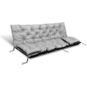 Tuinkussens set - Bankkussen 120x60x50cm en 2 klein kussen 42 x 42 cm - Schommelbank kussen - Grijs