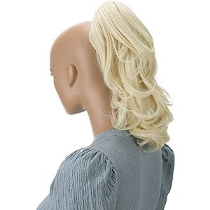 CAISHA 30cm Haarstukje Vlecht Paardenstaart Haarextensies Volumineus Golvend Platina Blond H133