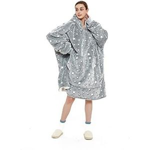 iyoimono Hoodiedeken voor dames, flanel, fleece, pullover, sweatshirt, deken, wollige sherpa tv-deken met mouwen, fruitprint, dierenprint, oversized capuchon, pullover, knuffeldeken, eenheidsmaat,