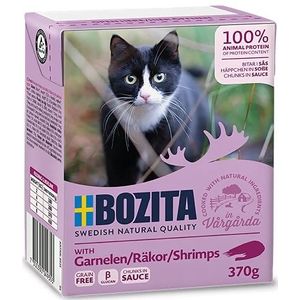 Bozita Tetra Recart Tetra Recart Canapjes in saus, natvoer met garnalen, graanvrij, duurzaam geproduceerd kattenvoer voor volwassen katten, compleet voer