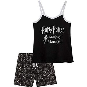 Harry Potter Pyjama voor Meisje, Leuke Pyjamas met Spaghetti Top en Korte Broek, Pijama Set voor Tieners, Nachtkleding Meisje van Katoen, Cadeau voor Meisjes (Zwart, 13-14 Jaar)