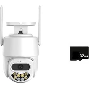 Bewakingscamera, Dual Lens PTZ-camera 8MP 4K Bewakingscamera Dual Screen Beveiliging Portection Auto Tracking 1080P Beveiliging CCTV Cam(1080P With 32GB)