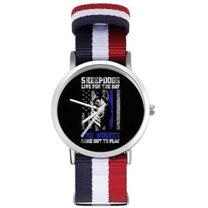Herdershonden Blauwe Lijn Amerikaanse Vlag Casual Heren Horloges Voor Vrouwen Mode Grafische Horloge Outdoor Werk Gym Gift