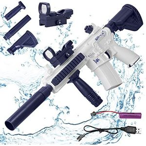 Elektrisch waterpistool voor kinderen, 2023 ft waterpistool met groot bereik, 434 cc + 58 cc + 58 cc, grote capaciteit, automatische waterpistolen, elektronisch waterpistool, voor buiten (M416-blauw)