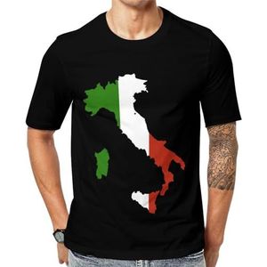 Italië kaart vlag heren korte mouw grafisch T-shirt ronde hals print casual tee tops 6XL