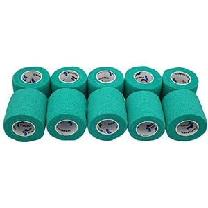 PintoMed - 10 x GROEN - Samenhangend Verband - Cohesive Bandage - 10 rollen x 5 cm x 4,5 m Zelfklevende flexibele verbanden, EHBO, sportverbandverbanden - Pak van 10