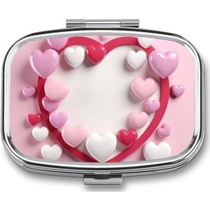 Hartvorm Pillendoos, 2 Compartiment Geneeskunde Pil Case, Draagbare Pil Organizer voor Pocket Of Portemonnee Decoratieve Metalen Geneeskunde Vitamine Organizer