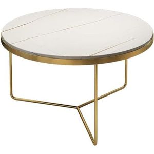 JAVPTAV Kamer koffie tafel ronde moderne nesten salontafels set van 2, stapelkamer accenttafels met marmeren textuur en metalen frame, cirkel bijzettafel (kleur: wit, maat: diameter: 45 cm)